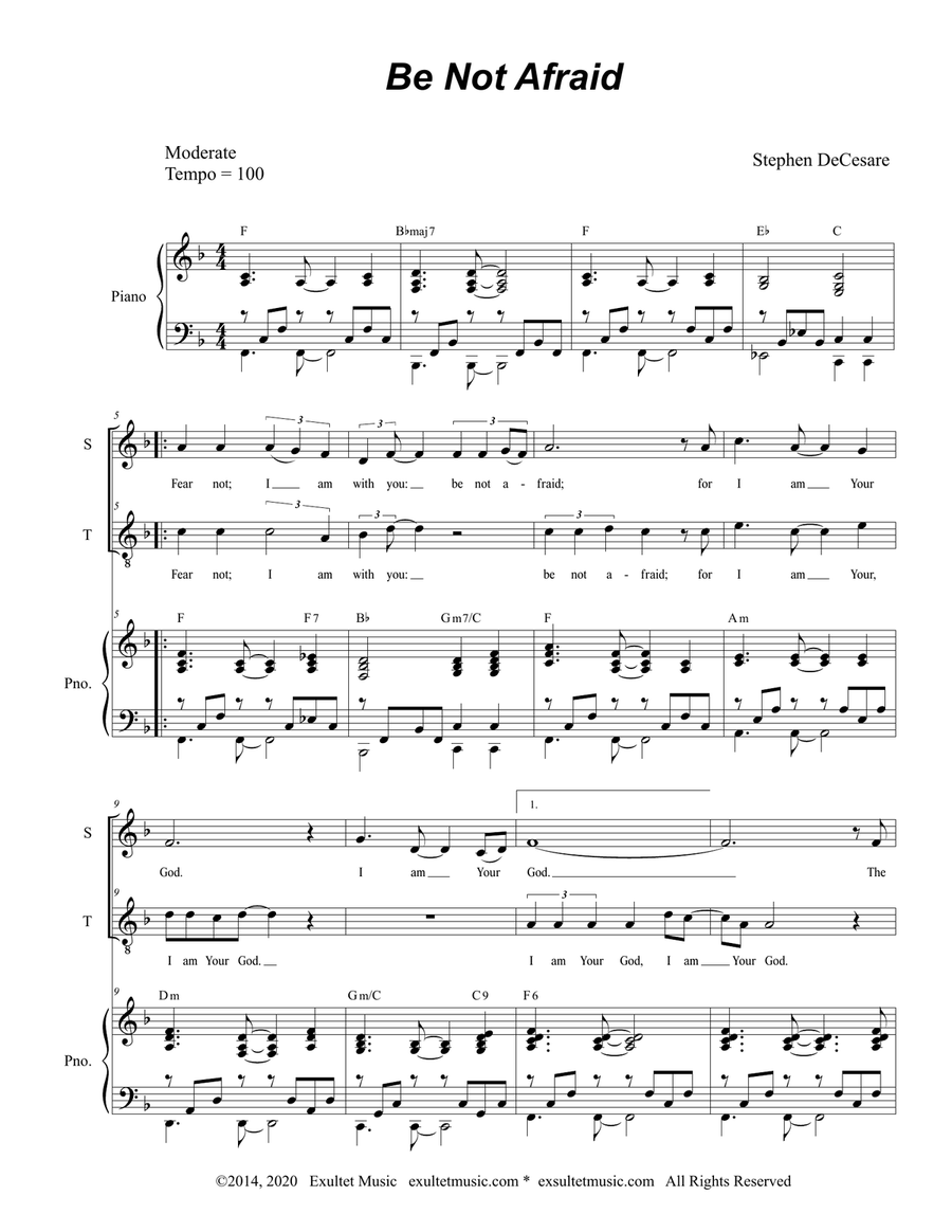 Be Not Afraid (2-part choir - (Soprano and Tenor)