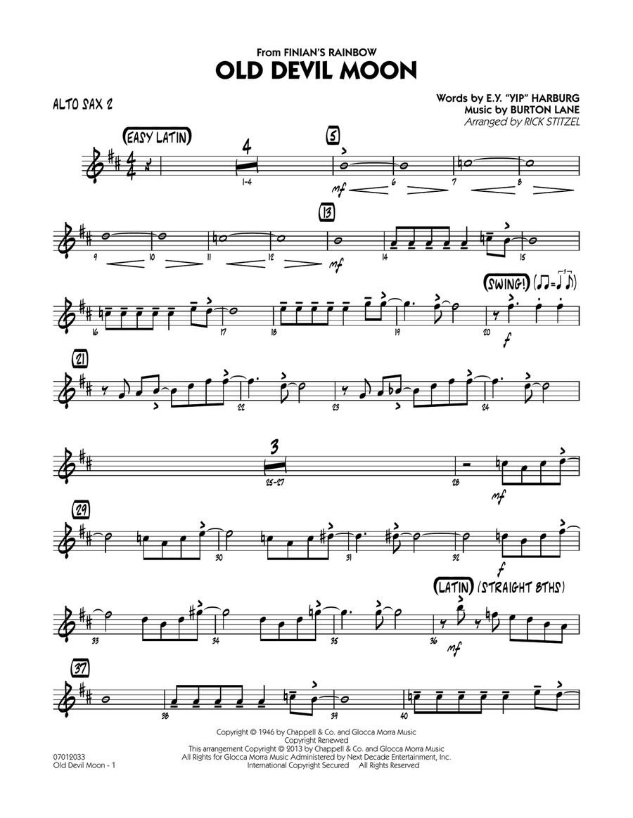 Old Devil Moon - Alto Sax 2 Jazz Ensemble scores gallery preview page 1