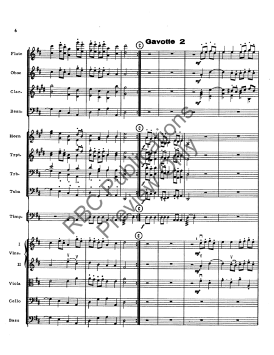 Gavotte One And Two Suite In D (Score) Full Orchestra scores gallery preview page 7