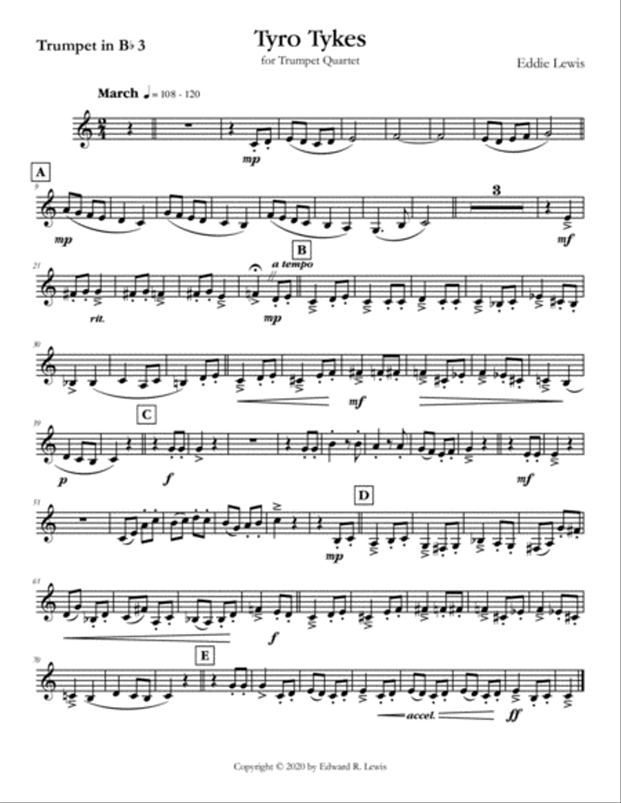 Tyro Tykes Easy Trumpet Quartet by Eddie Lewis Brass Ensemble scores gallery preview page 4