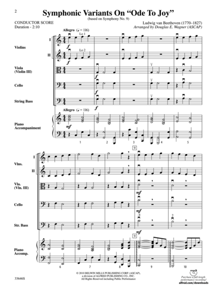 Symphonic Variants on Ode to Joy String Orchestra scores gallery preview page 2