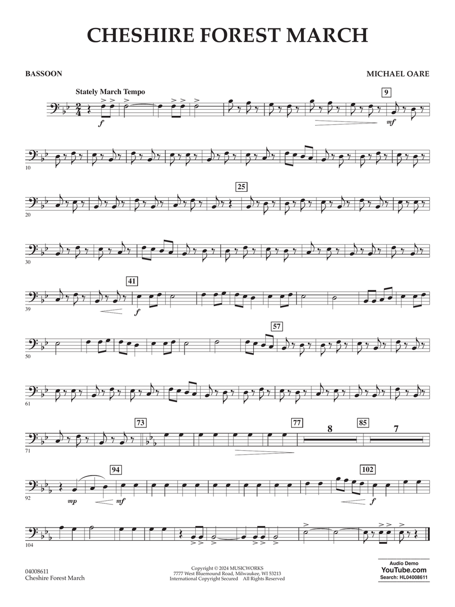 Cheshire Forest March - Bassoon Concert Band scores gallery preview page 1