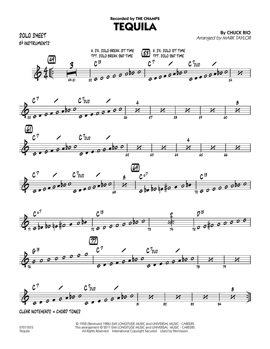 Tequila - Bb Solo Sheet