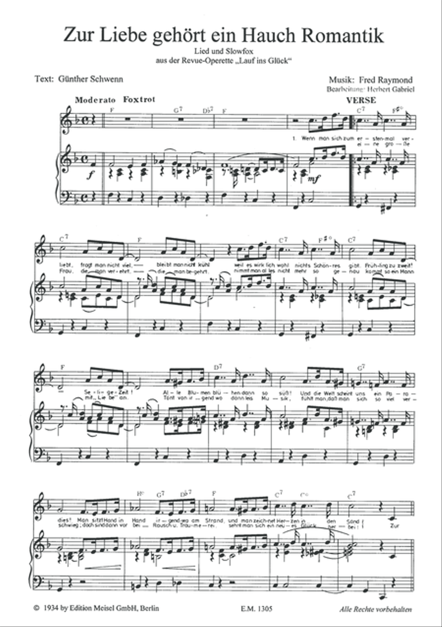 Zur Liebe gehort ein Hauch Romantik Piano, Vocal scores gallery preview page 2