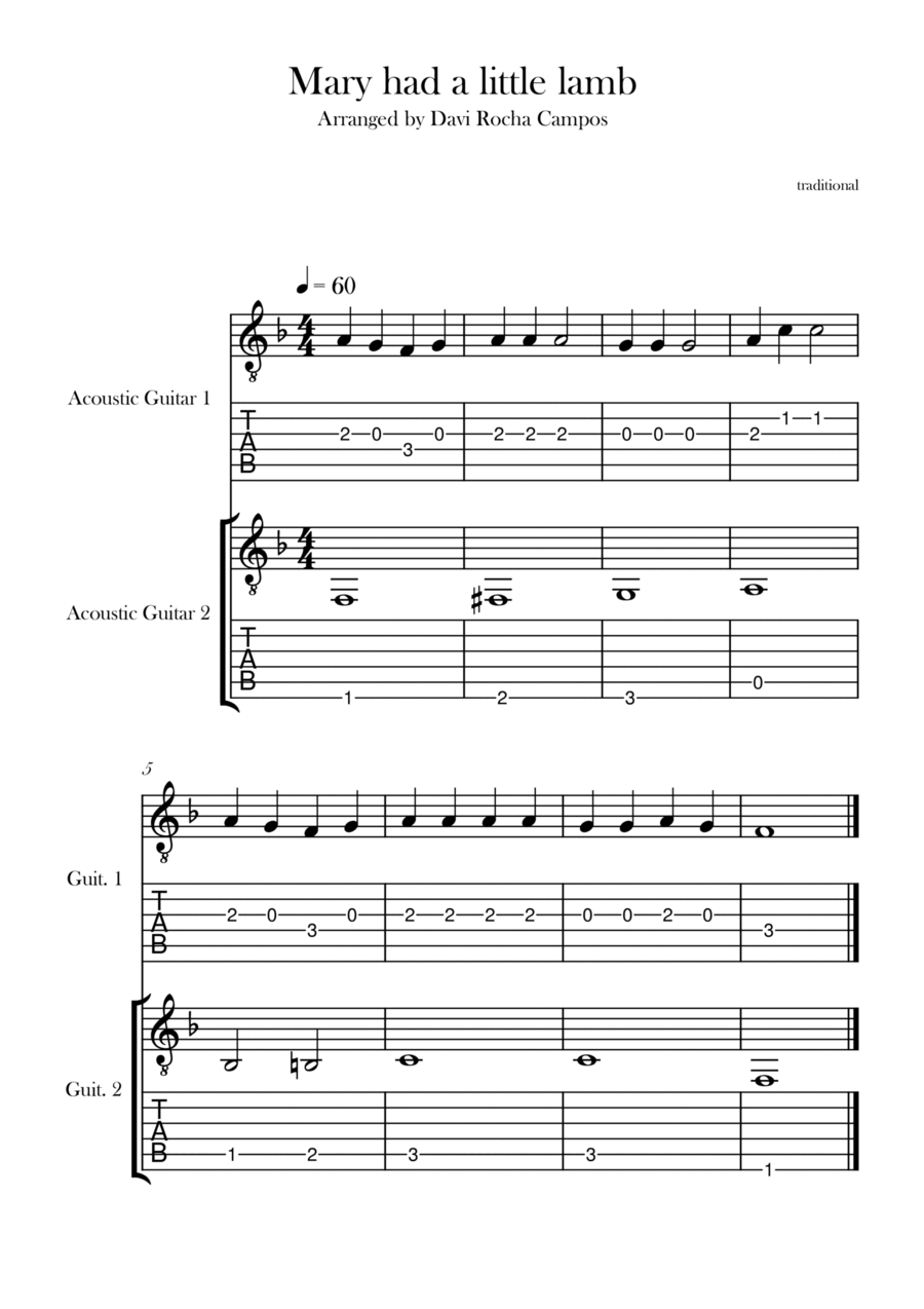 Mary had a little lamb Chamber Music scores gallery preview page 1