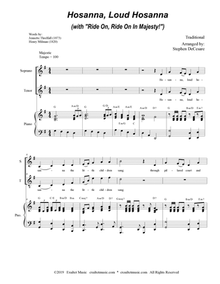 Hosanna, Loud Hosanna (with "Ride On, Ride On In Majesty!") (2-part choir (Soprano & Tenor) - Piano