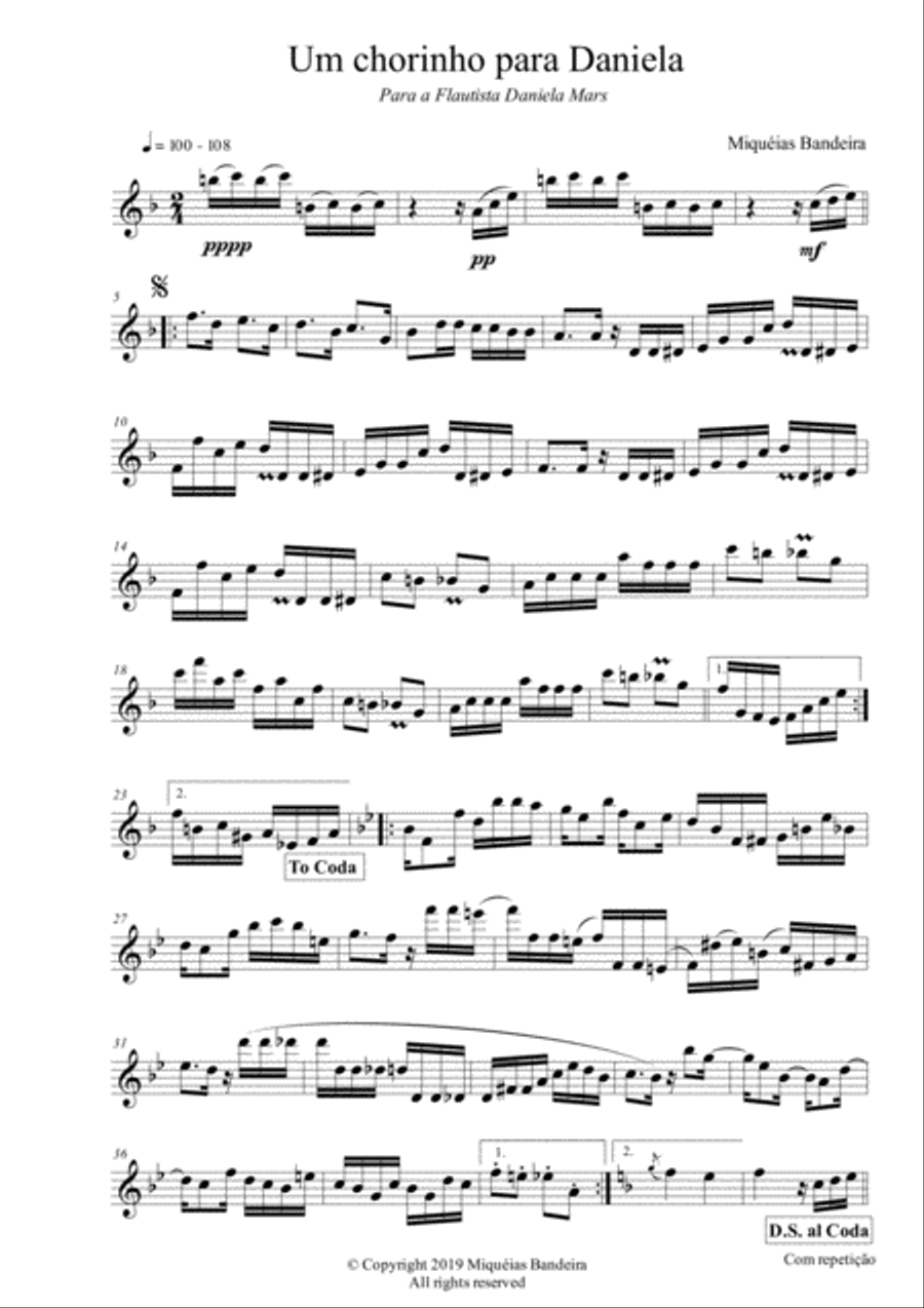 Um Chorinho para Daniela Flute Solo scores gallery preview page 1