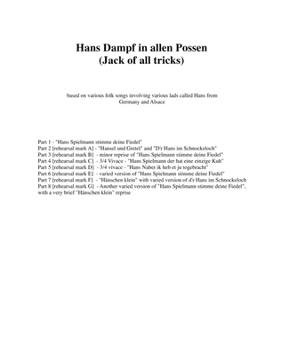 Book cover for Hans Dampf in allen Possen (Jack of all tricks) for flute trio (2 flutes and 1 alto flute)