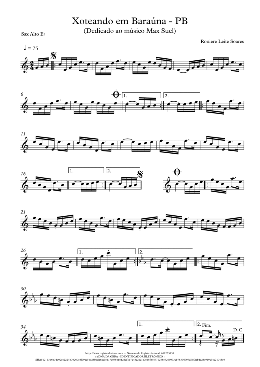 Xoteando em Baraúna - PB Tenor Saxophone scores gallery preview page 1