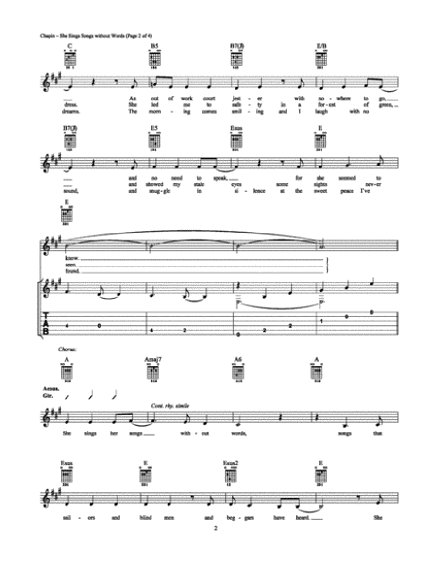 She Sings Songs without Words Electric Guitar scores gallery preview page 2