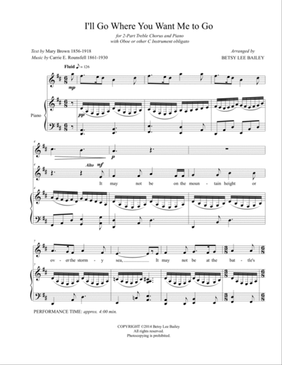 I'll Go Where You Want Me to Go - SA SA scores gallery preview page 2