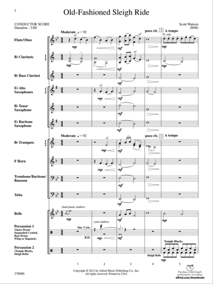 Old-Fashioned Sleigh Ride: Score Concert Band scores gallery preview page 2