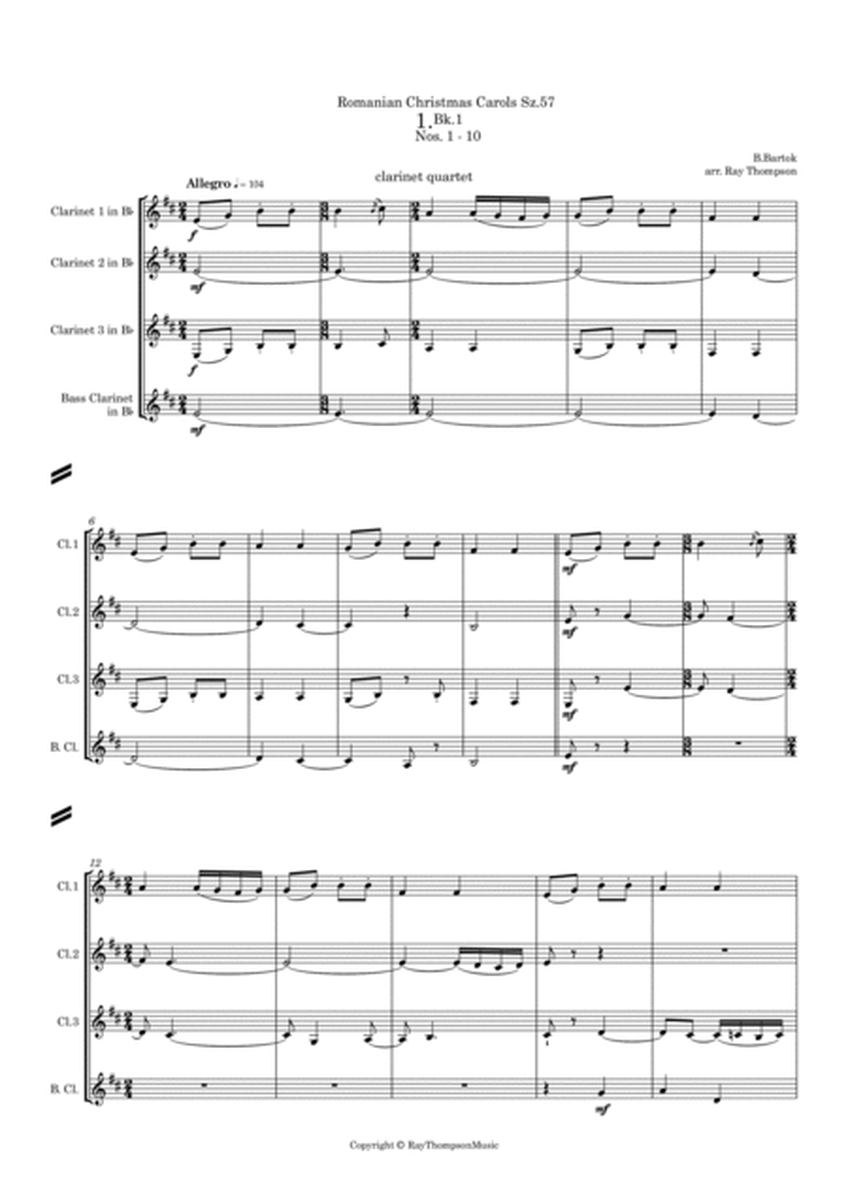 Bartok: Romanian Christmas Carols Sz.57 Bk.1 Nos. 1 - 10 - clarinet quartet image number null