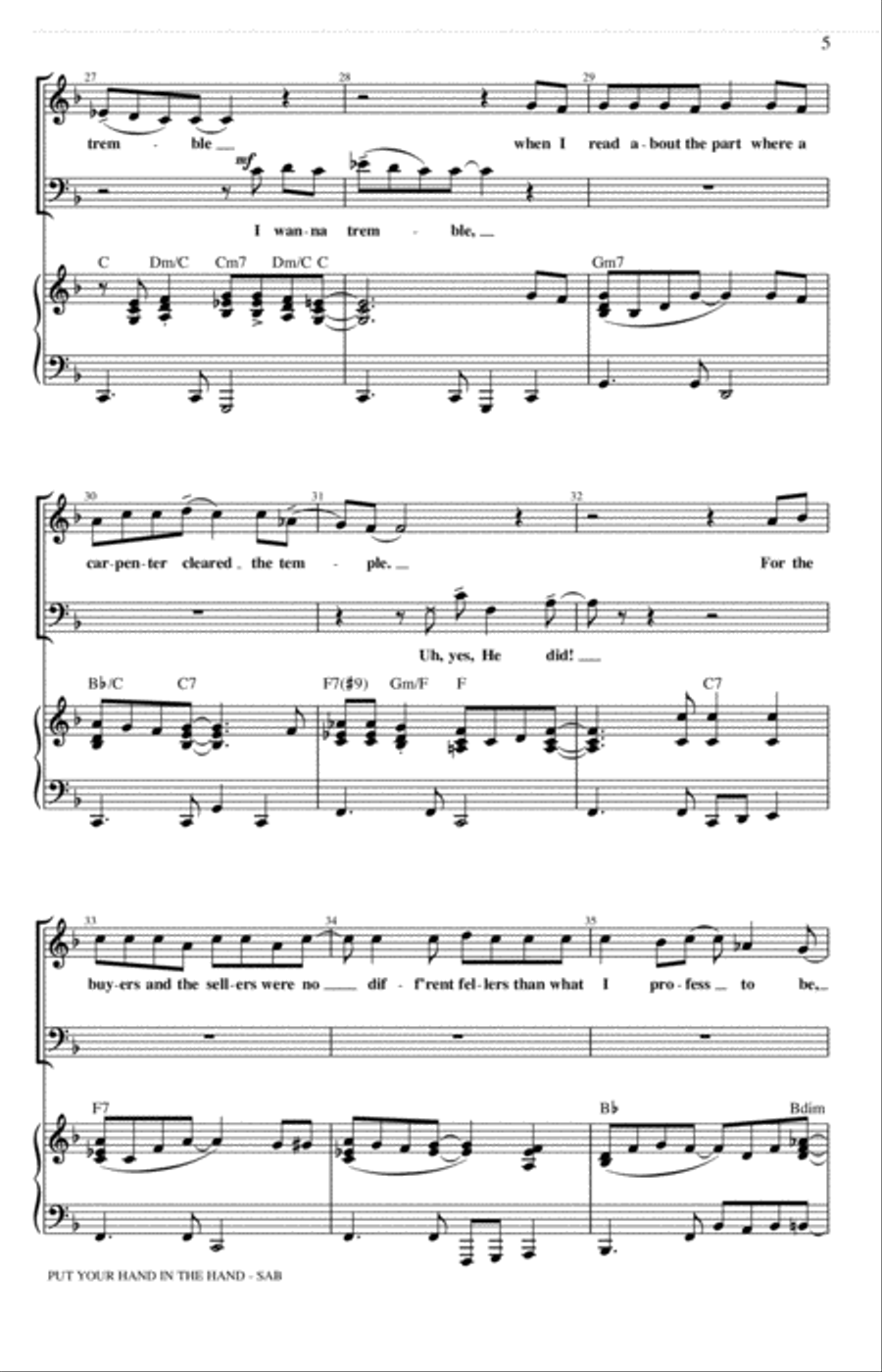Put Your Hand In The Hand (arr. Kirby Shaw) 3-Part scores gallery preview page 4