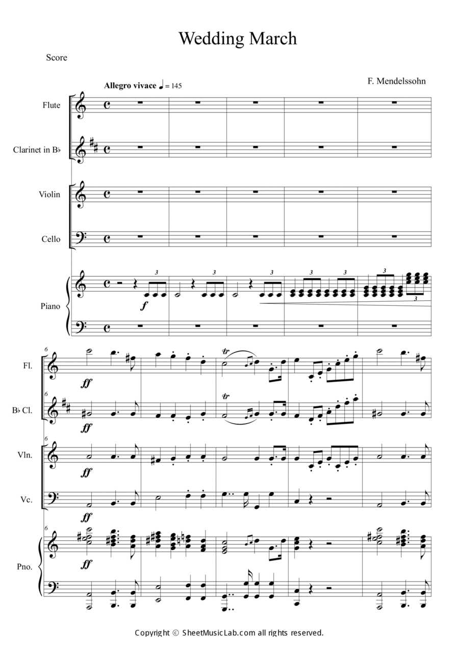 Wedding March Wedding March Clarinet scores gallery preview page 1