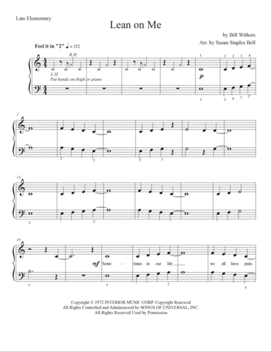 Lean On Me Easy Piano scores gallery preview page 2