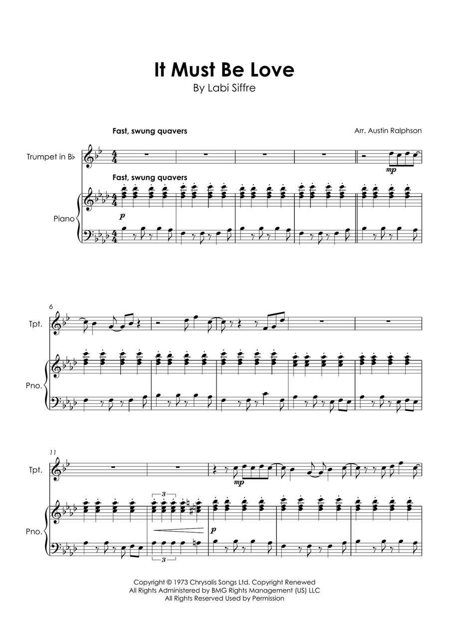 It Must Be Love Trumpet Solo scores gallery preview page 2