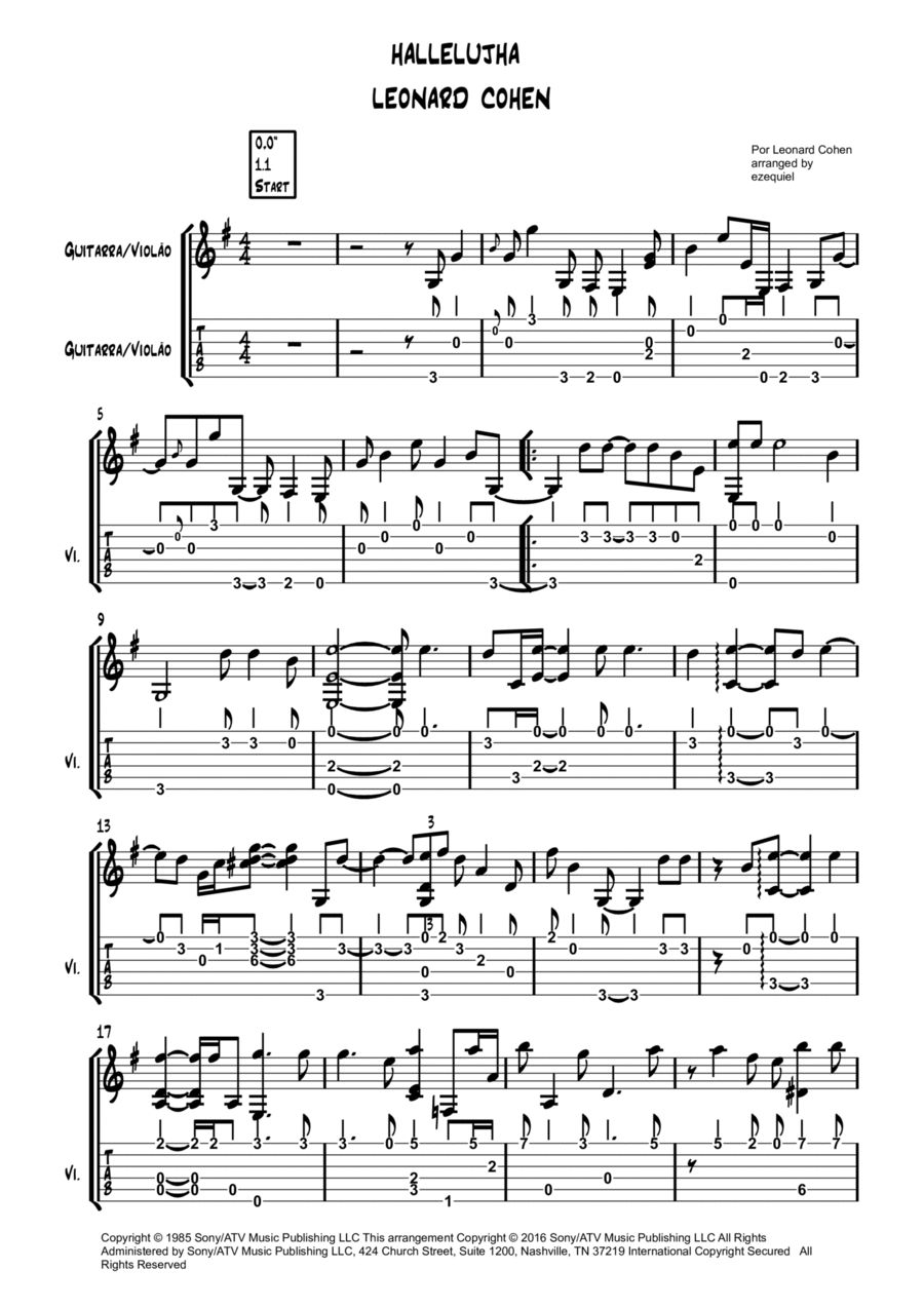 Hallelujah Guitar Solo scores gallery preview page 1