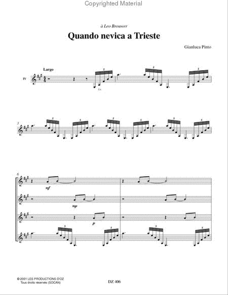 Quando nevica a Trieste Guitar Ensemble scores gallery preview page 2