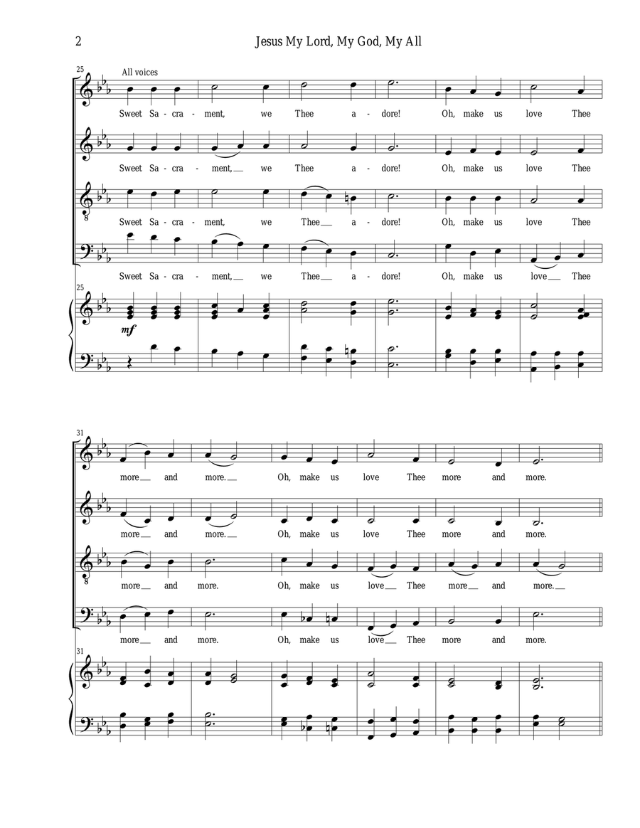Jesus my Lord, my God, my all SATB,Organ optional strings 4-Part scores gallery preview page 2