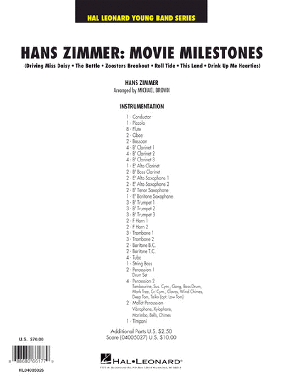 Hans Zimmer: Movie Milestones Concert Band scores gallery preview page 6