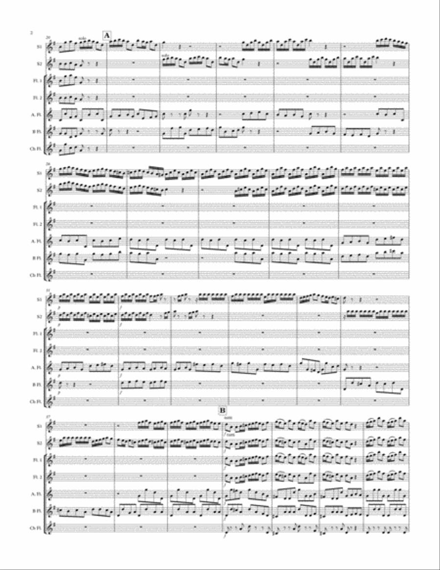 Concerto in G for 2 Flutes (RV 532) Flute Choir scores gallery preview page 3
