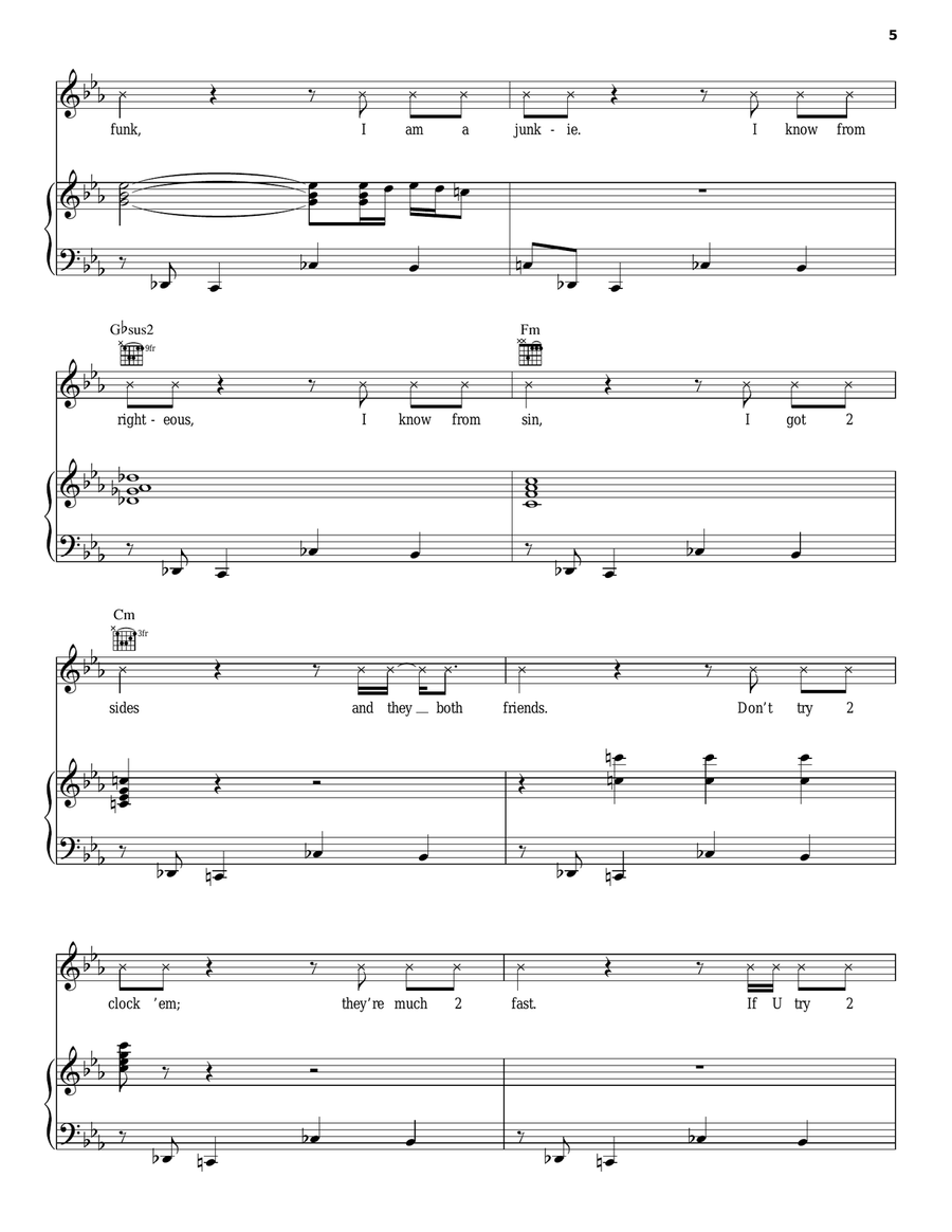 My Name Is Prince Piano, Vocal, Guitar scores gallery preview page 5
