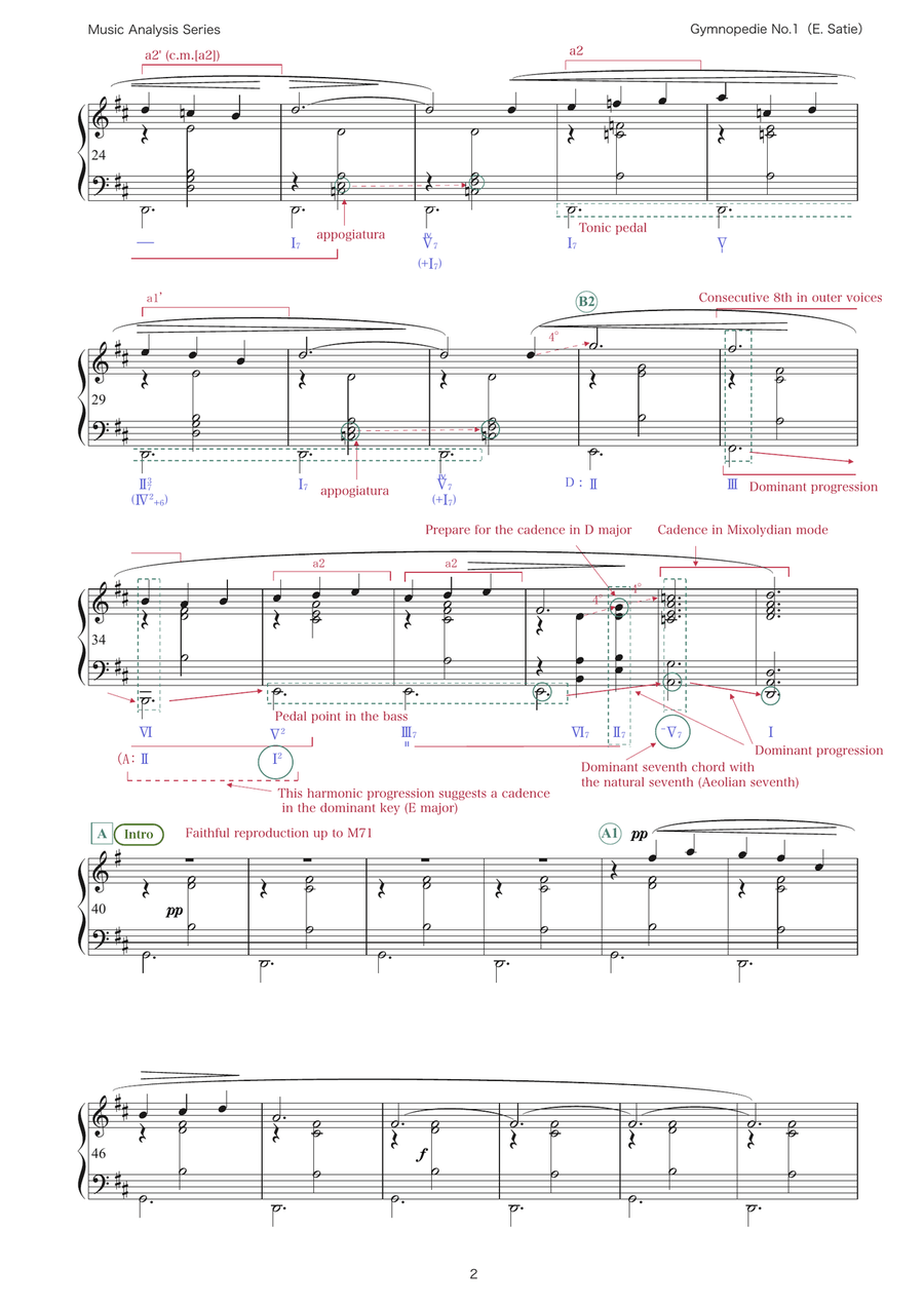 Satie: Gymnopedie No. 1 (music analysis) Piano Method scores gallery preview page 2