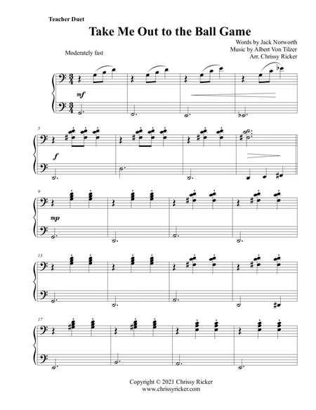 Take Me Out to the Ball Game - beginner piano with teacher duet image number null