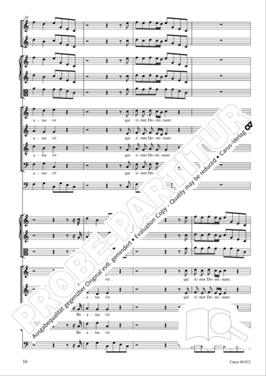 Beatus vir (How blest is he) Psalm 111 4-Part scores gallery preview page 17