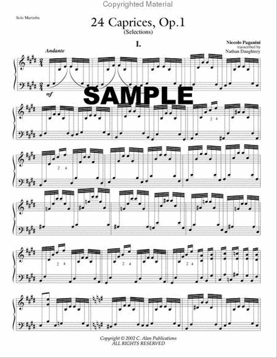 24 Caprices, No. 1 in E Major Percussion Ensemble scores gallery preview page 2