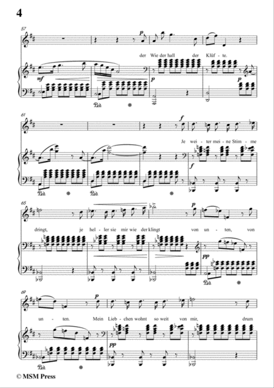 Schubert-Der Hirt auf dem Felsen,Op.129,in D Major,for Voice&Piano Voice scores gallery preview page 6