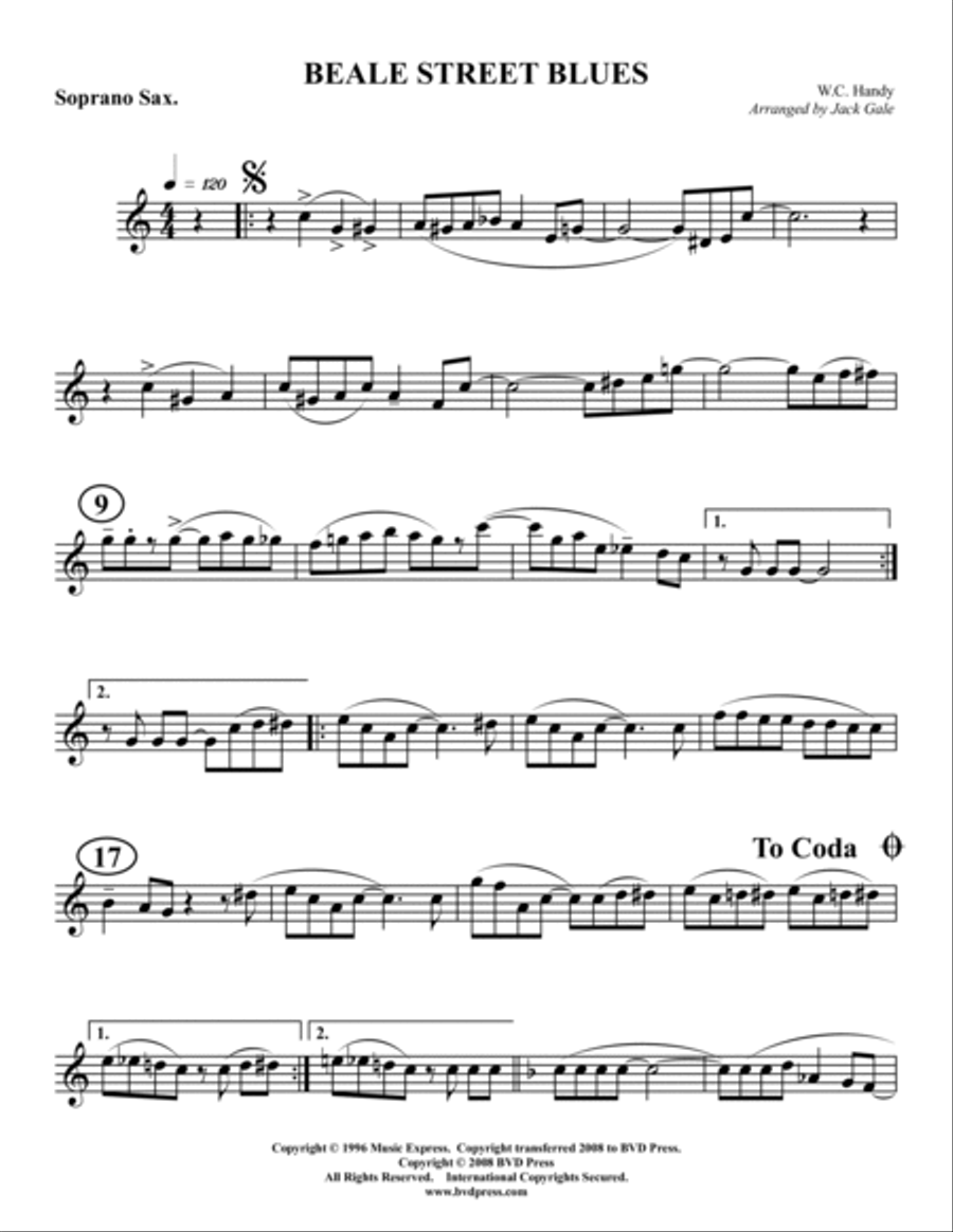 Beale Street Blues Saxophone Quartet scores gallery preview page 4