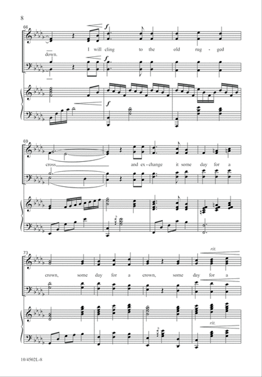 The Old Rugged Cross The Old Rugged Cross 4-Part scores gallery preview page 9