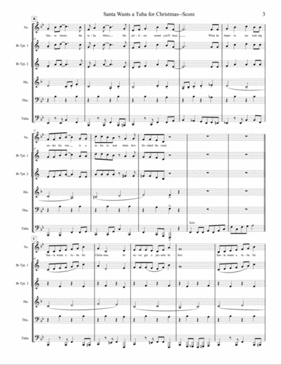 Santa Wants A Tuba For Christmas - Brass Quintet