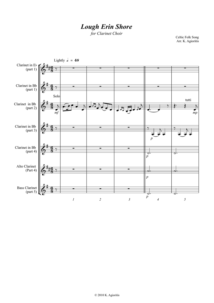 Lough Erin Shore - For Clarinet Choir Clarinet Choir scores gallery preview page 2