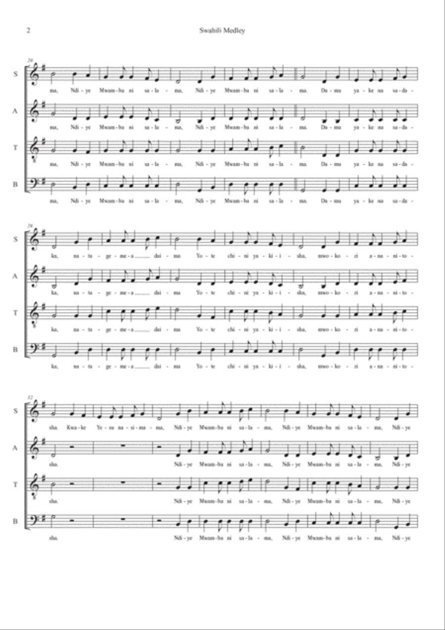 Cha Kutumaini Sina - Swahili Medley 4-Part scores gallery preview page 2