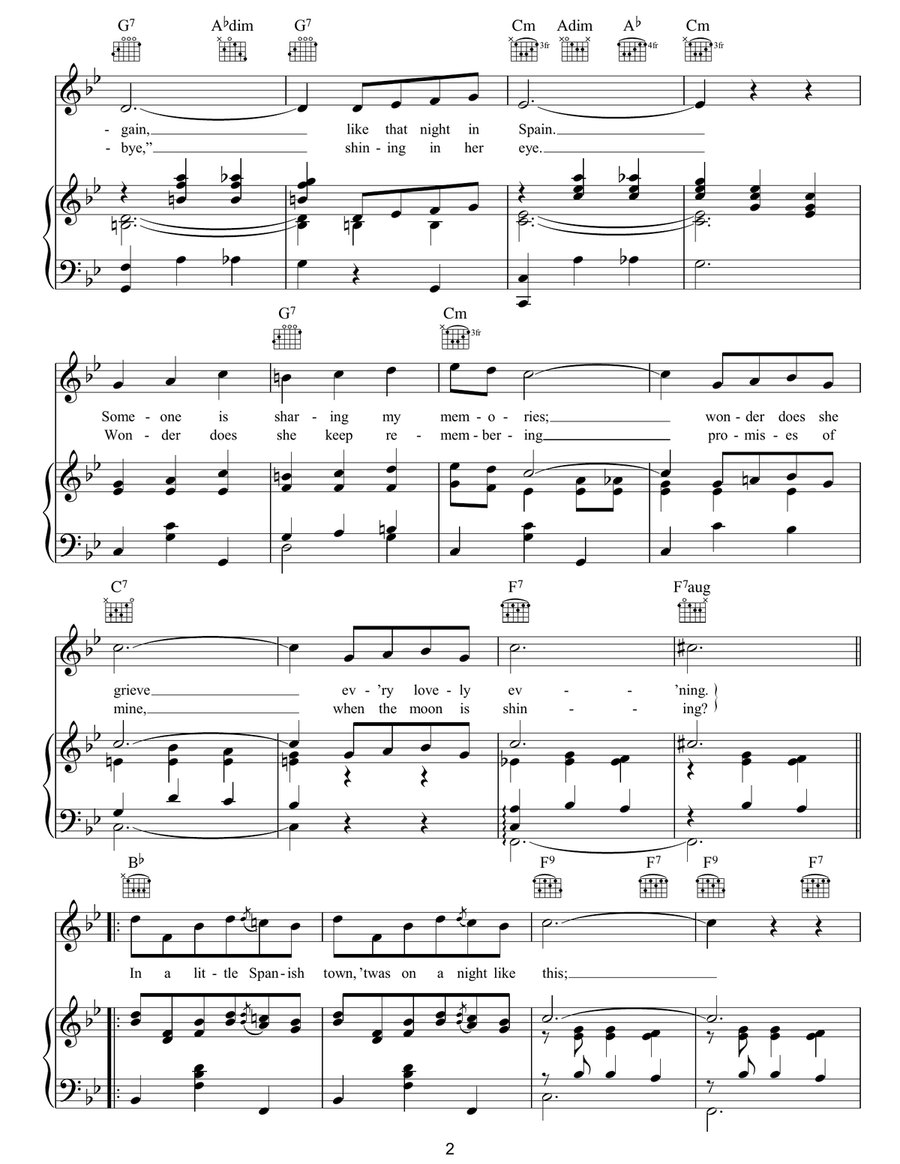 In A Little Spanish Town ('Twas On A Night Like This) Guitar scores gallery preview page 2