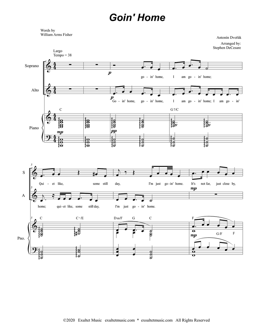 Goin' Home (Duet for Soprano and Alto Solo) Alto Voice scores gallery preview page 1