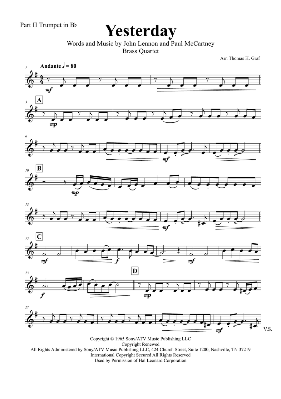 Yesterday Brass Ensemble scores gallery preview page 6