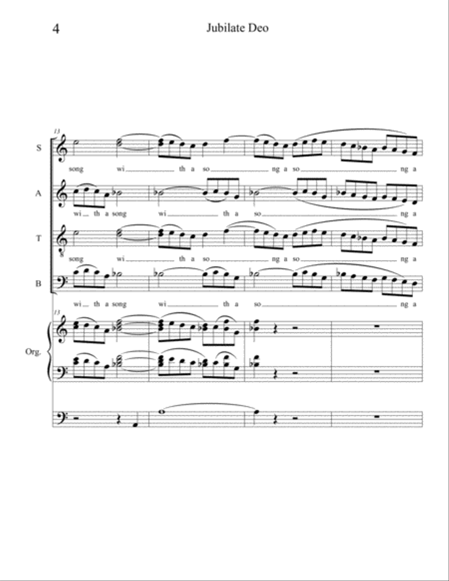 Jubilate Deo for SATB & organ 4-Part scores gallery preview page 4