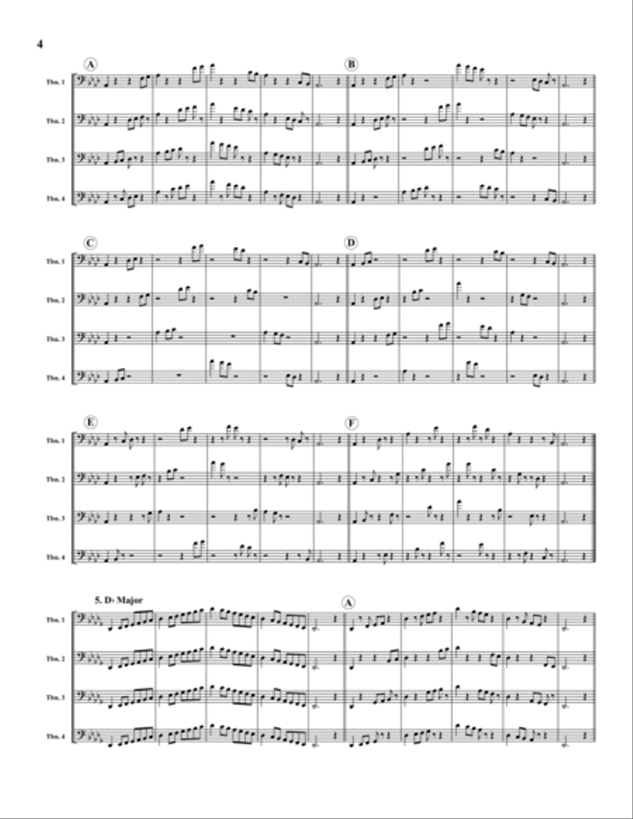 Donut Etudes: Coordination Studies in 12 Keys for 4-Part Trombone Ensemble, Volume 1 4-Part scores gallery preview page 4