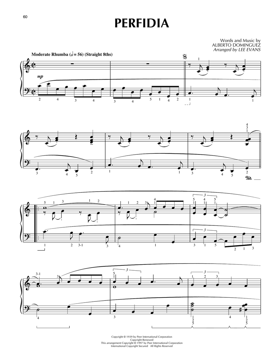Perfidia (arr. Lee Evans) Piano Solo scores gallery preview page 1