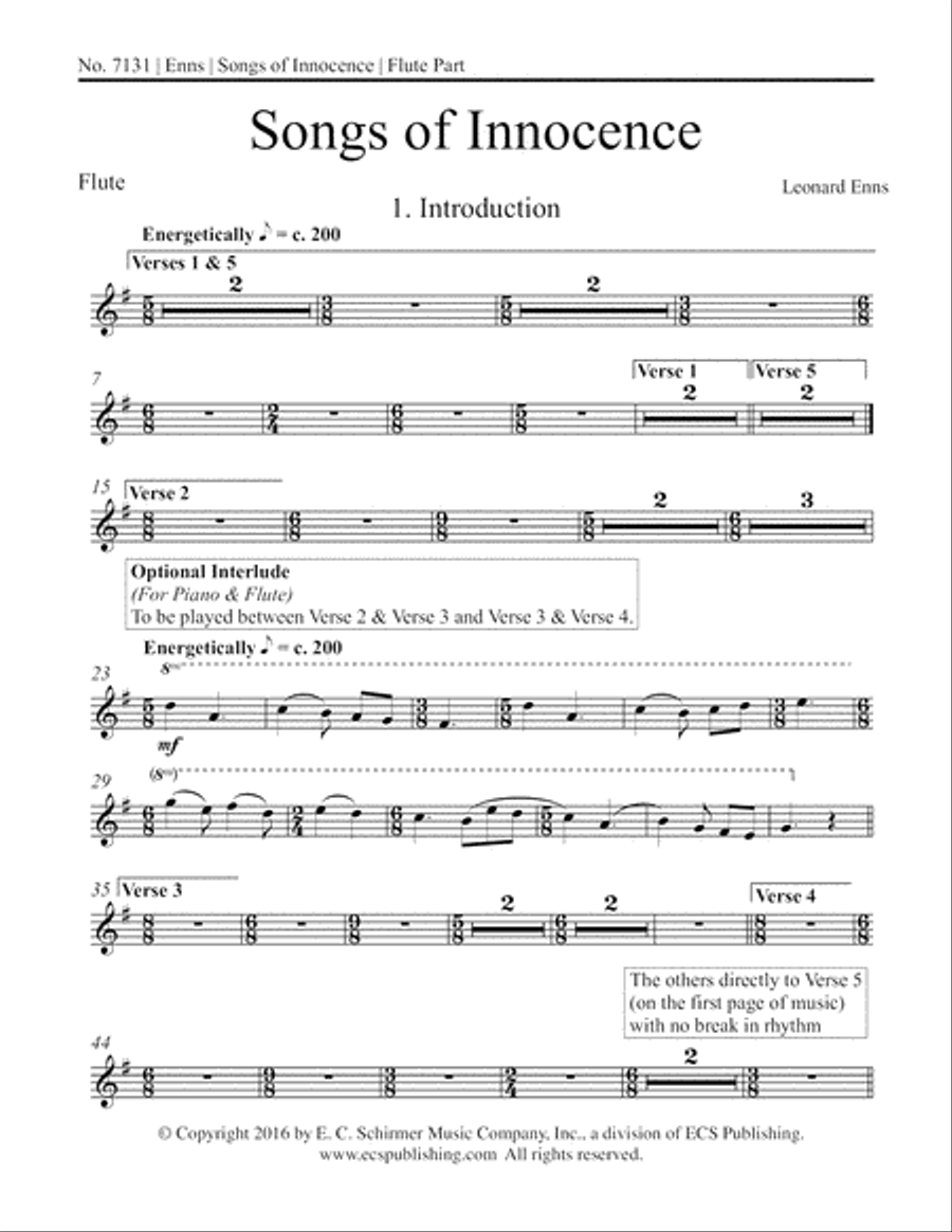 Songs of Innocence (Downloadable Flute Part) Part scores gallery preview page 1