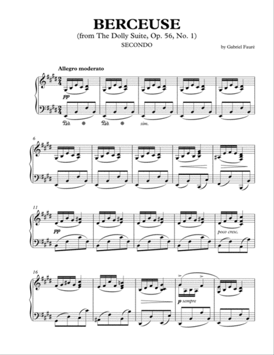 Berceuse (from The Dolly Suite) 1 Piano, 4-Hands scores gallery preview page 1