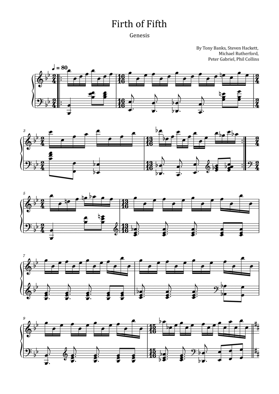 Firth Of Fifth Piano Solo scores gallery preview page 1