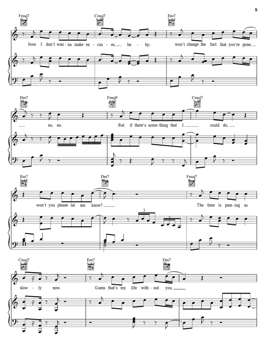 Gone Piano, Vocal, Guitar scores gallery preview page 5