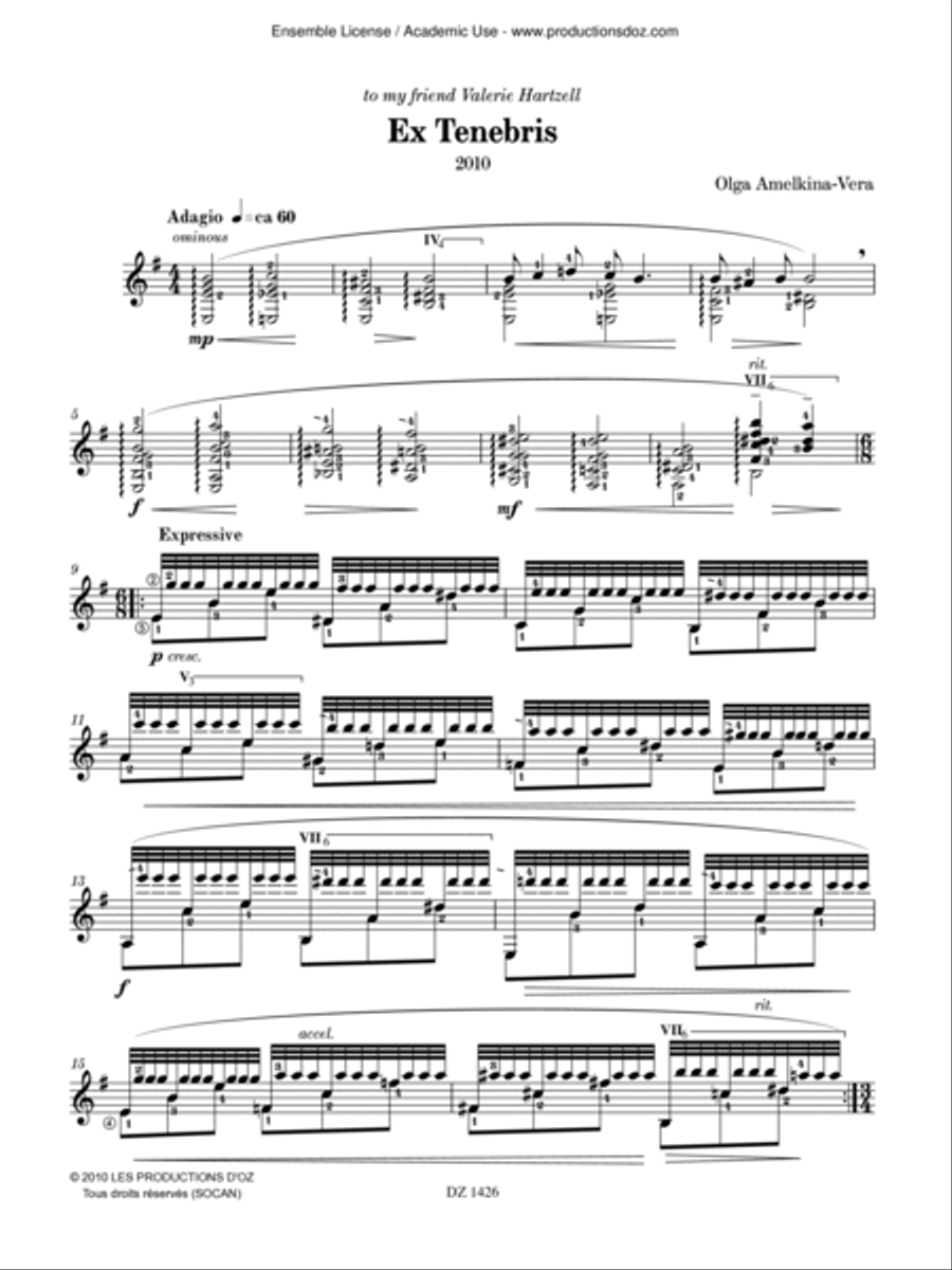 Ex Tenebris Ex Tenebris Classical Guitar scores gallery preview page 2