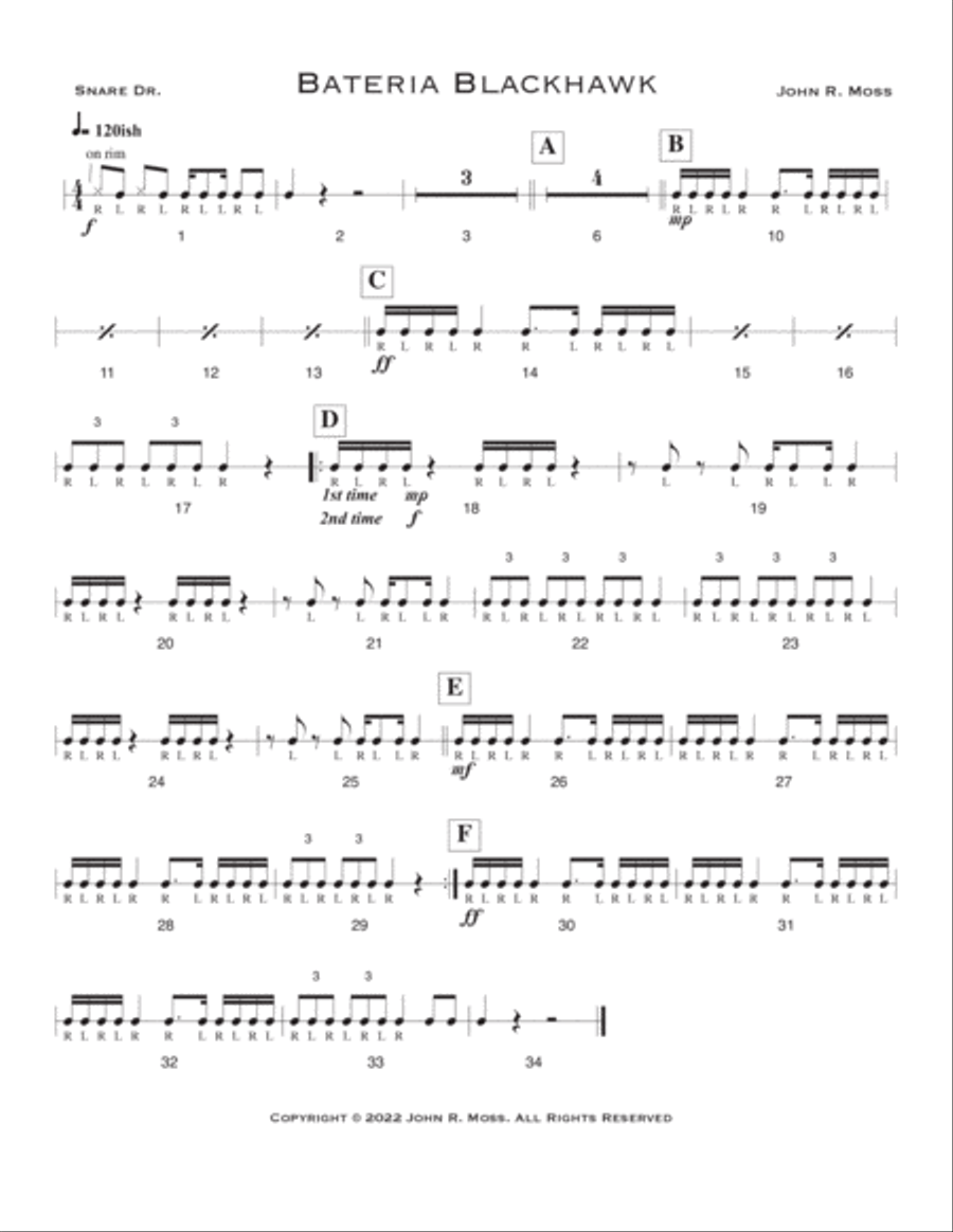 Bateria Blackhawk Percussion Ensemble scores gallery preview page 3