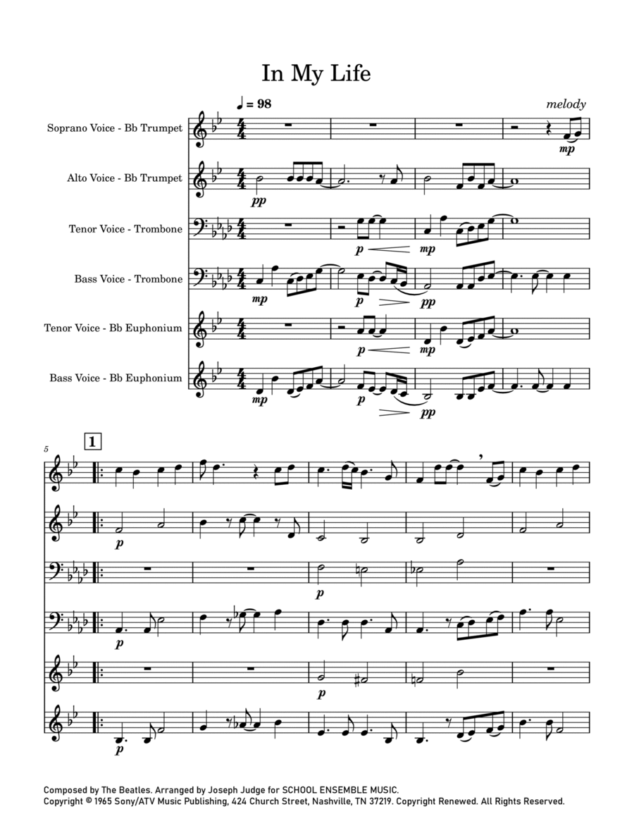In My Life Chamber Music scores gallery preview page 1